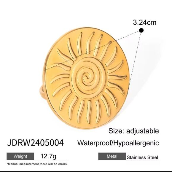 Anthropologie 18k gold plated adjustable Sun Ring-Bold and Beautiful - Picture 3 of 8